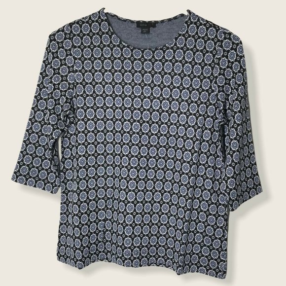 New J Jill Wearever Jacquard Ballet Sleeve Top PETITE Size XS - Picture 2 of 10